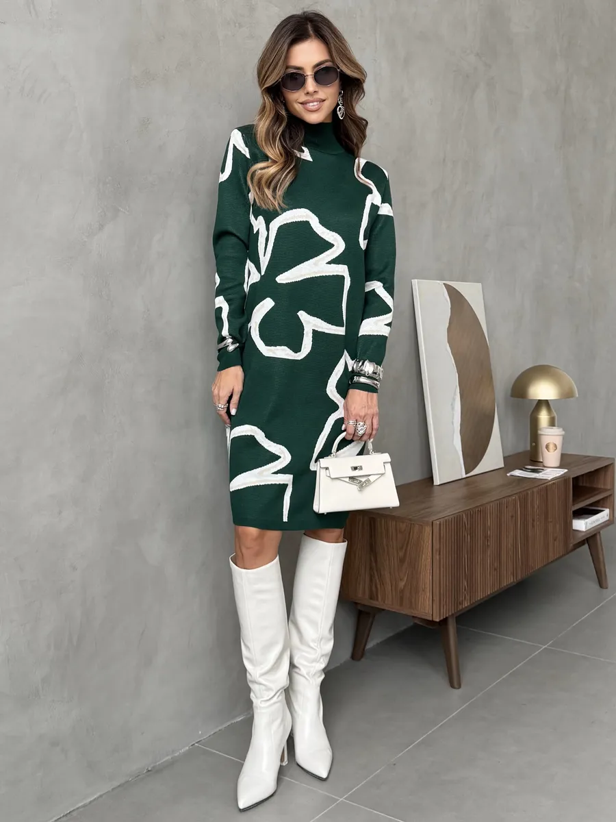 Платье теплое трикотажное мини