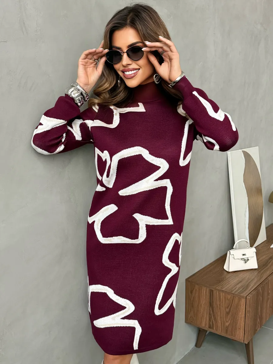 Платье теплое трикотажное мини