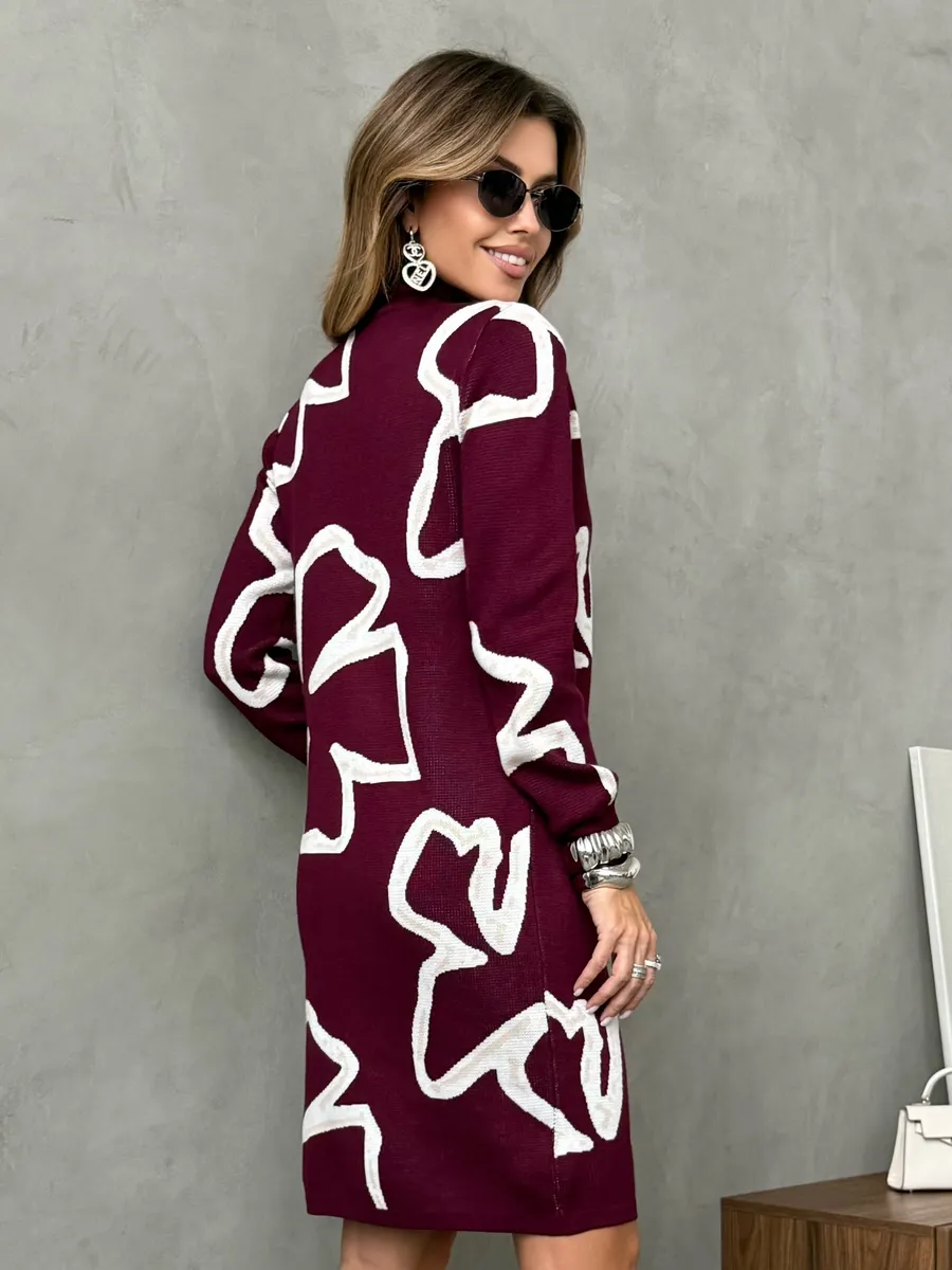 Бордовое платье теплое трикотажное мини