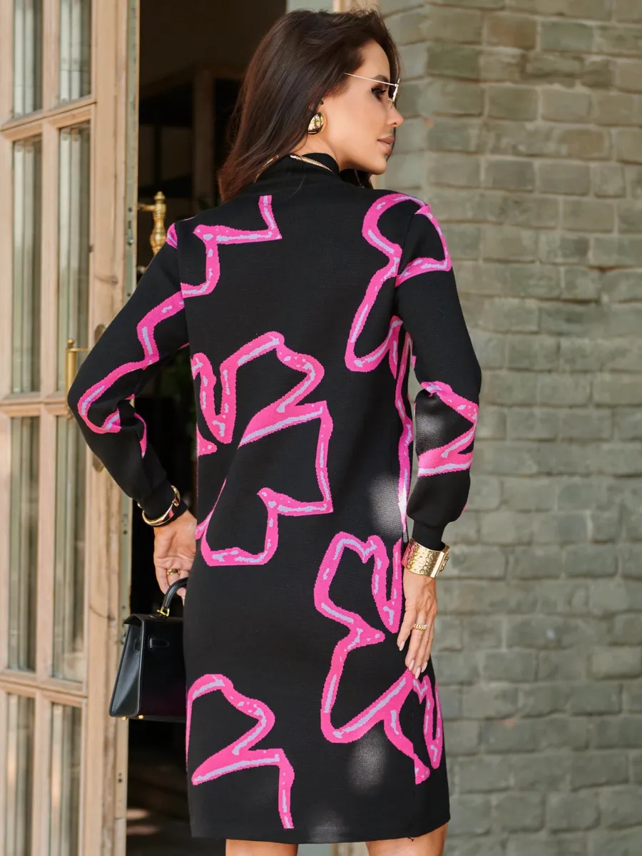 Розовое платье теплое трикотажное мини