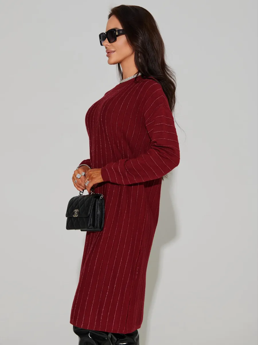 Бордовое платье трикотажное нарядное теплое