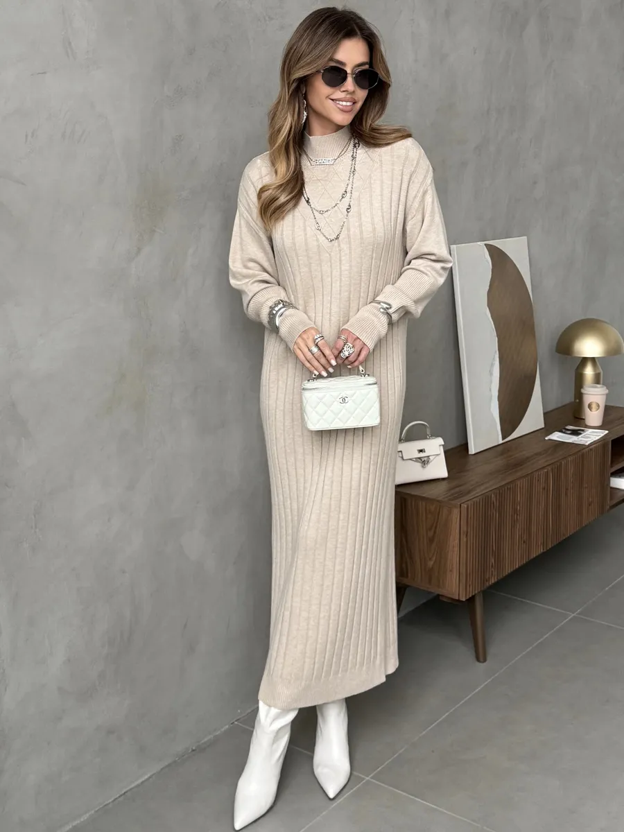 Платье лапша длинное трикотажное