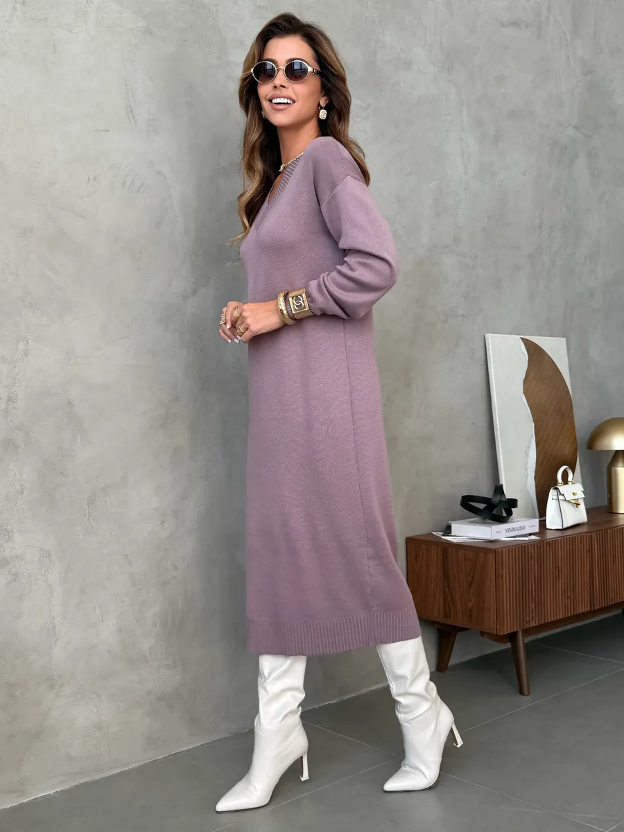 Капучино платье осеннее теплое трикотажное длинное