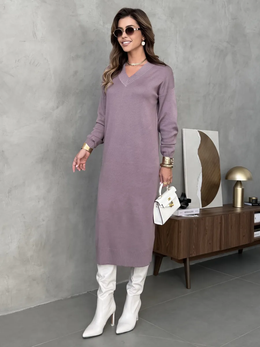 Капучино платье осеннее теплое трикотажное длинное