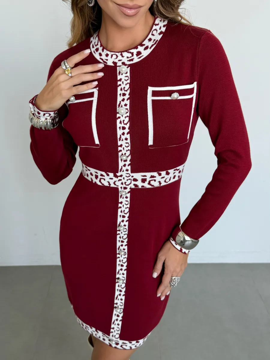 Платье теплое трикотажное мини