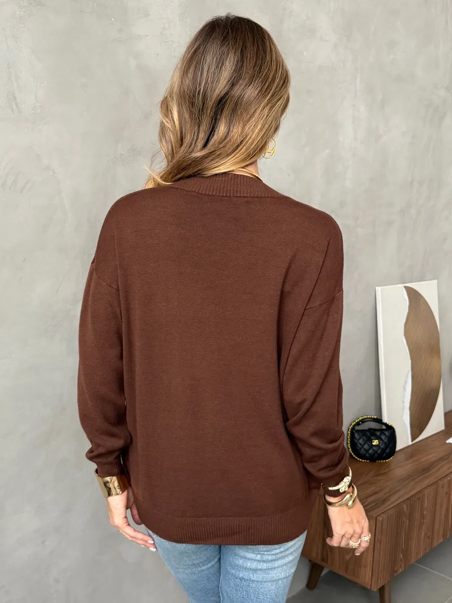 Коричневая кофта теплая трикотажная оверсайз