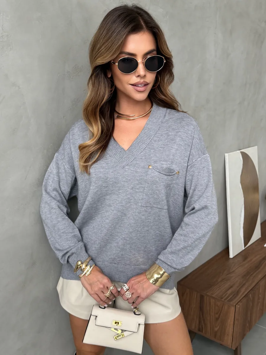 Серая кофта теплая трикотажная оверсайз