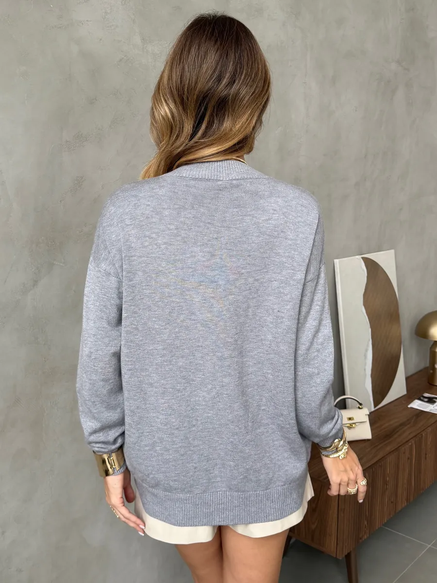 Серая кофта теплая трикотажная оверсайз