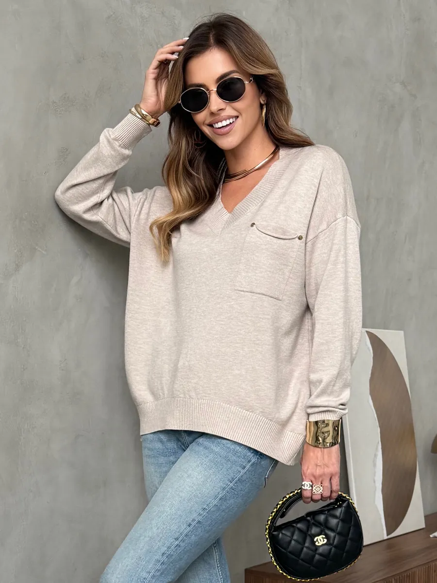 Бежевая кофта теплая трикотажная оверсайз