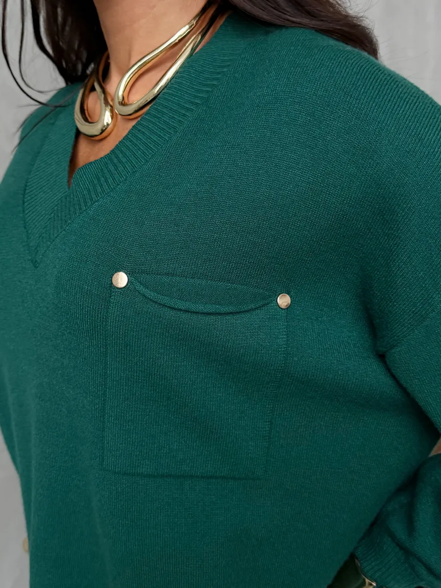 Зеленая кофта теплая трикотажная оверсайз