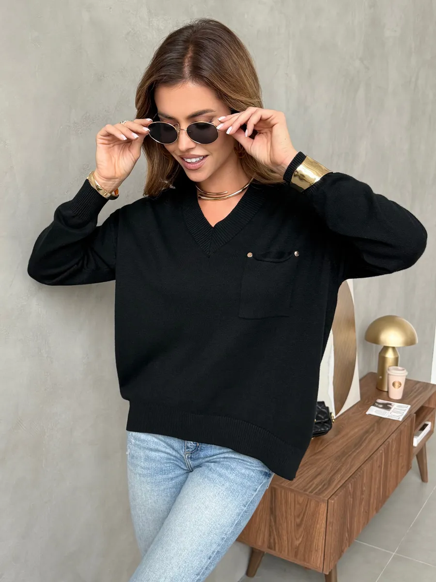 Черная кофта теплая трикотажная оверсайз