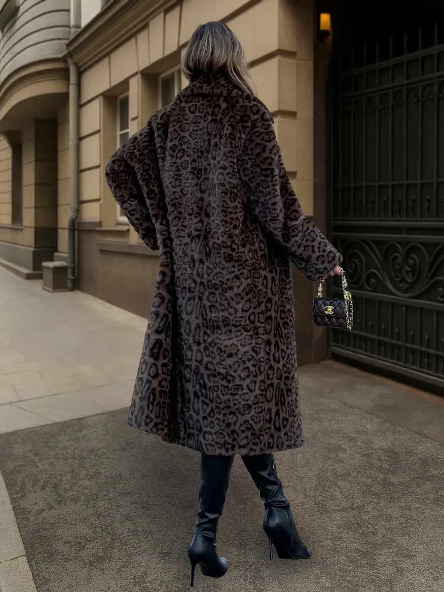 Шуба искусственная леопардовая