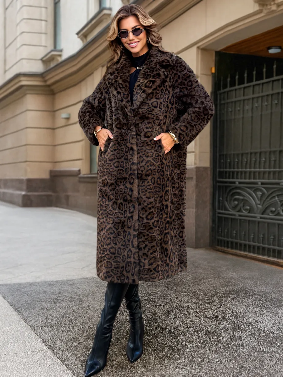 Шуба искусственная леопардовая