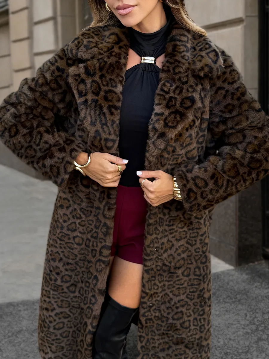 Шуба искусственная леопардовая