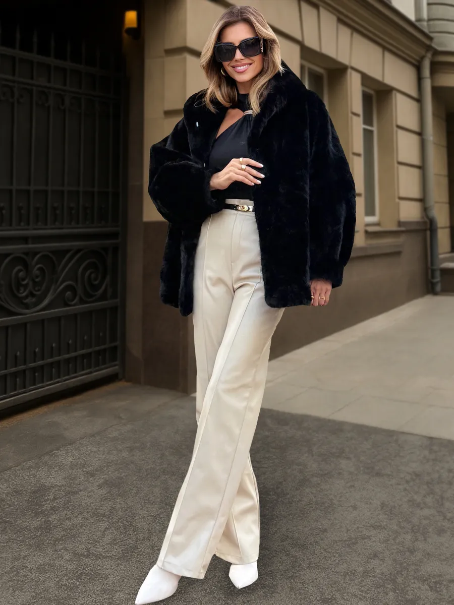 Черная шуба искусственная короткая