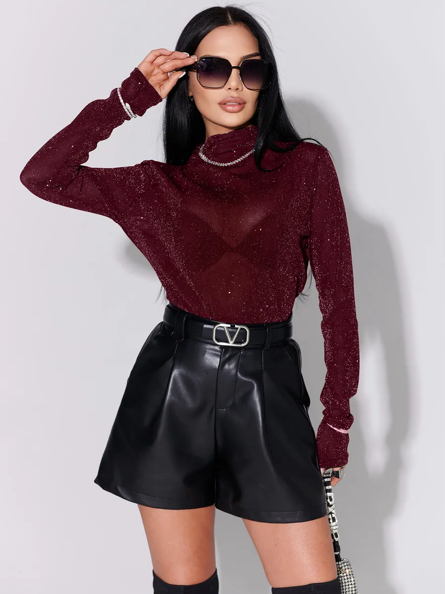 Бордовая блузка нарядная