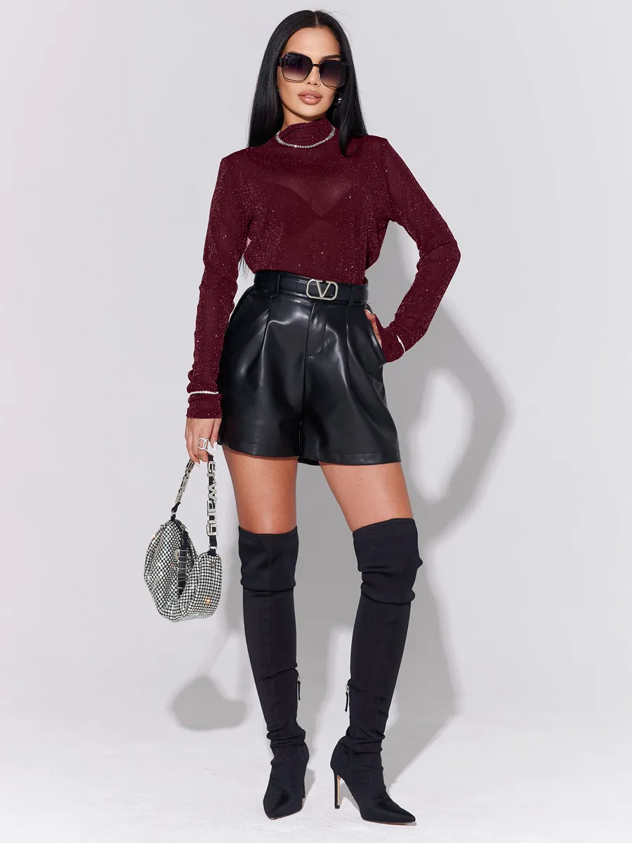 Бордовая блузка нарядная