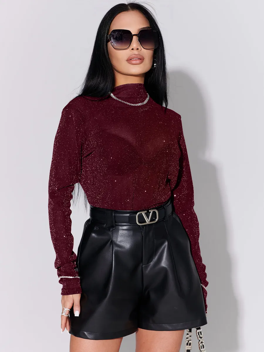 Бордовая блузка нарядная