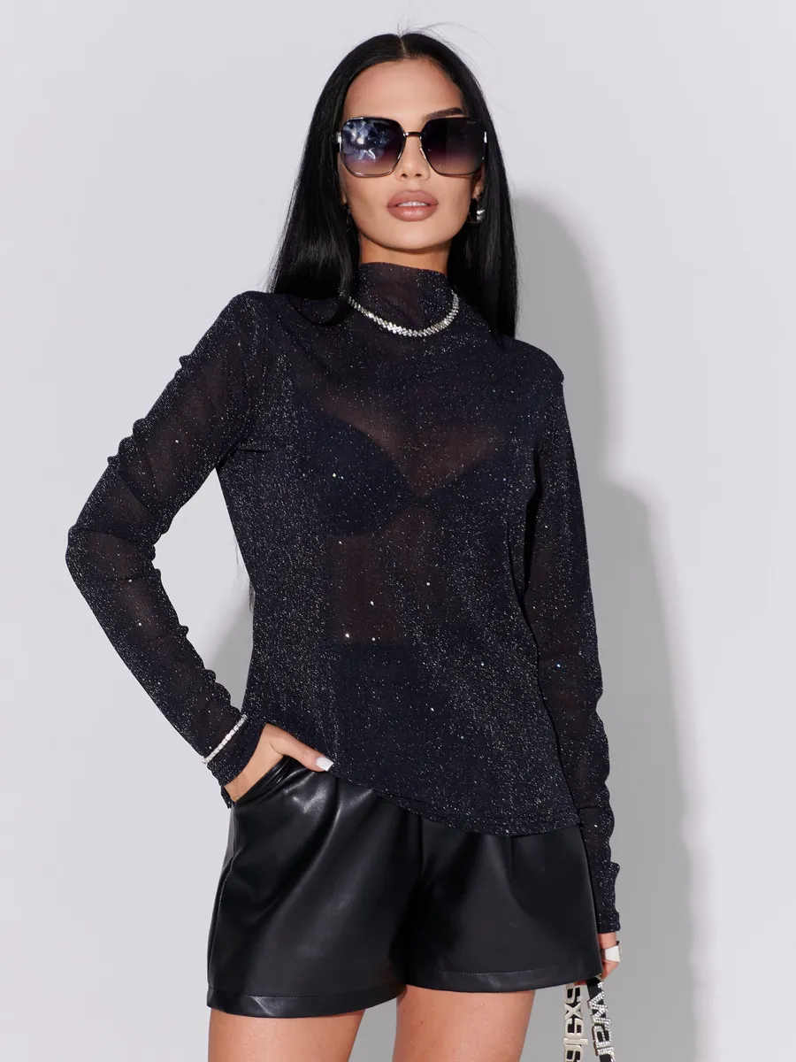 Черная блузка нарядная офисная вечерняя