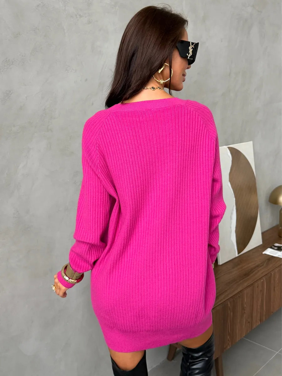 Фуксия кофта теплая трикотажная