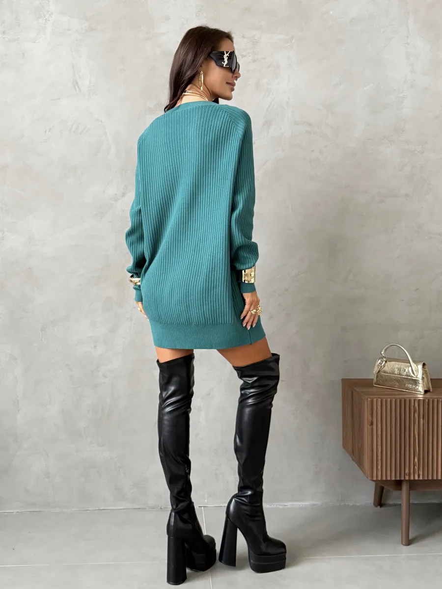 Зеленая кофта теплая трикотажная