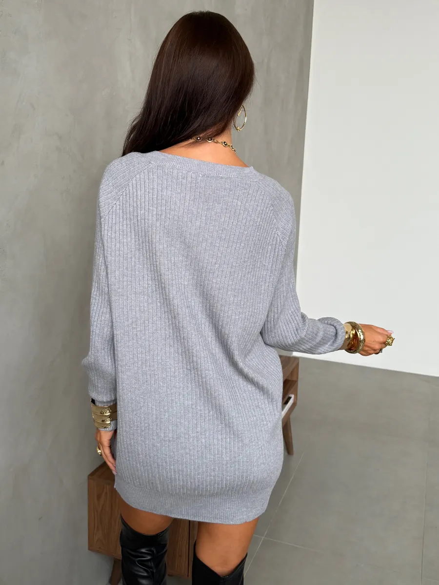 Серая кофта теплая трикотажная