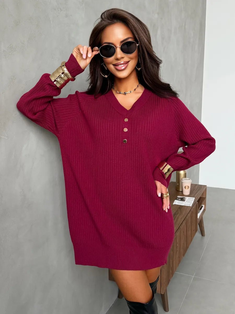 Бордовая кофта теплая трикотажная