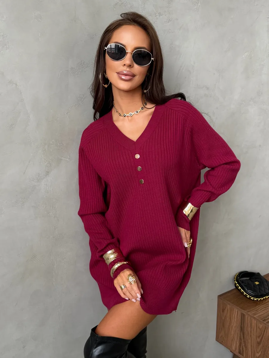 Бордовая кофта теплая трикотажная