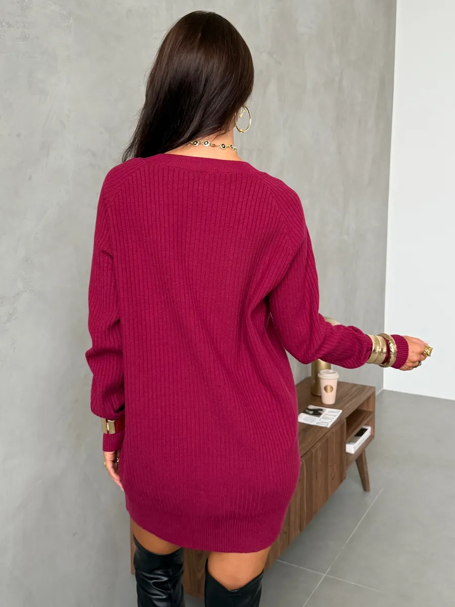 Бордовая кофта теплая трикотажная