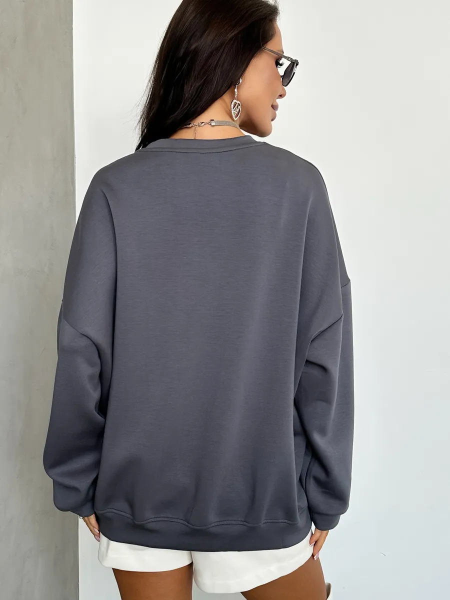 Серая кофта теплая нарядная оверсайз