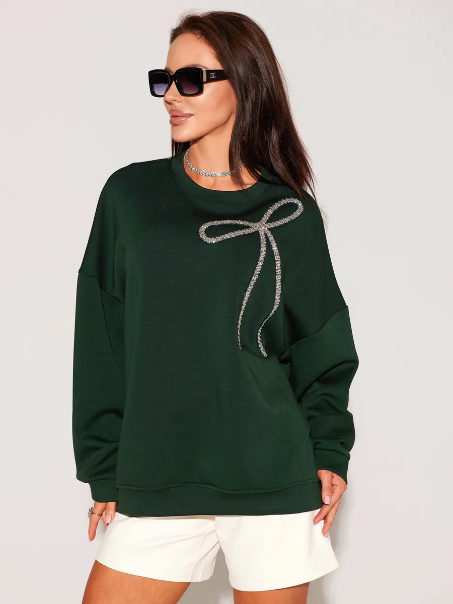 Зеленая кофта теплая нарядная оверсайз