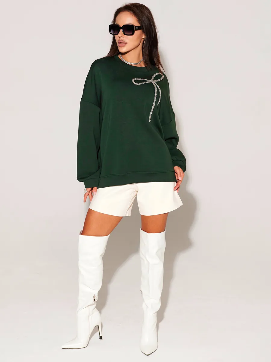 Зеленая кофта теплая нарядная оверсайз