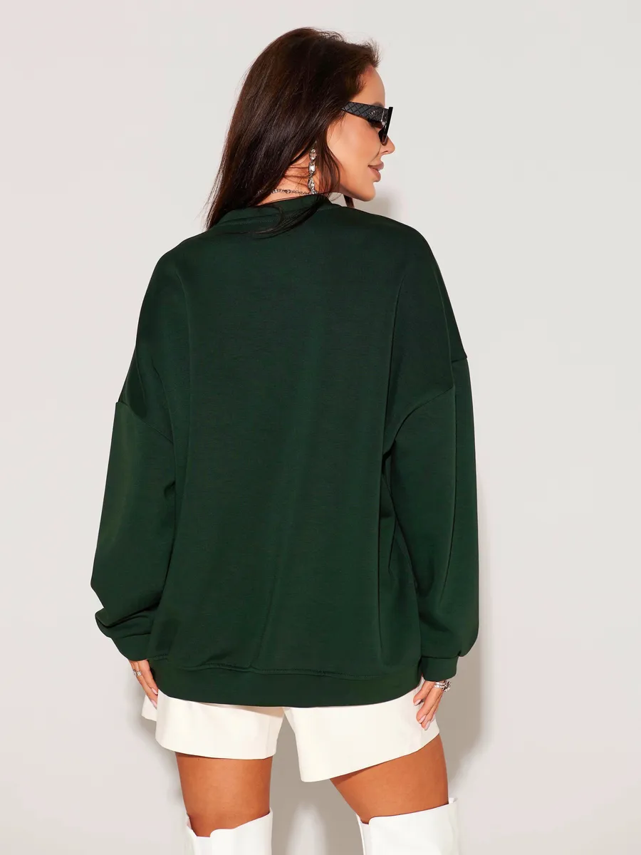 Зеленая кофта теплая нарядная оверсайз