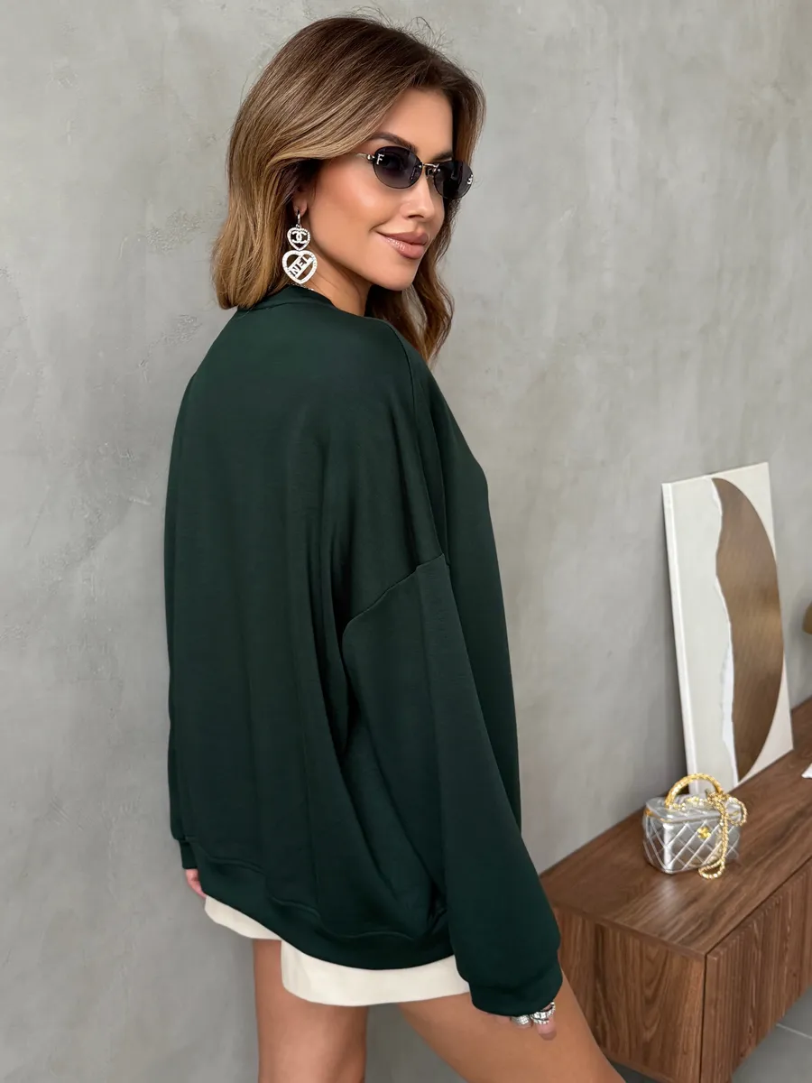 Зеленая кофта теплая нарядная оверсайз