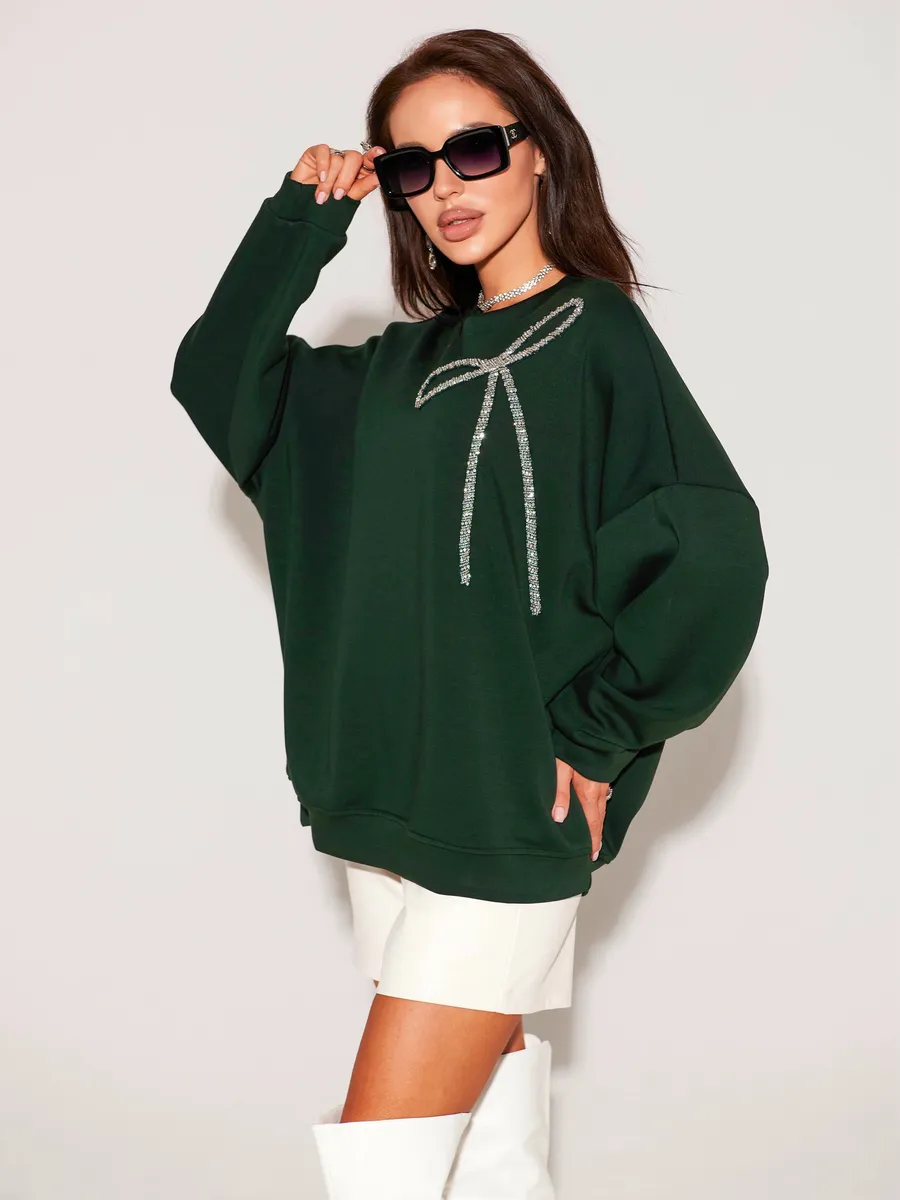 Зеленая кофта теплая нарядная оверсайз