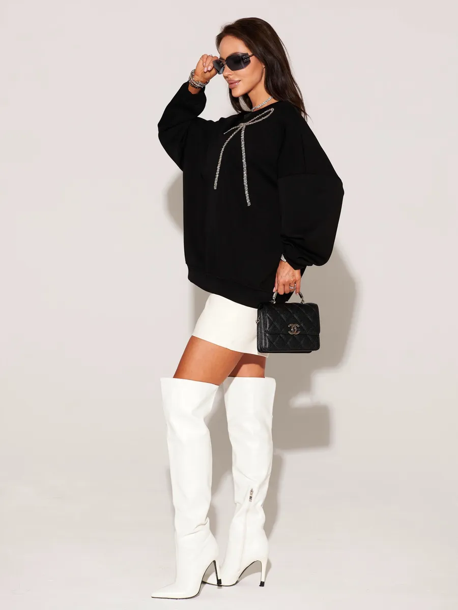 Черная кофта теплая нарядная оверсайз