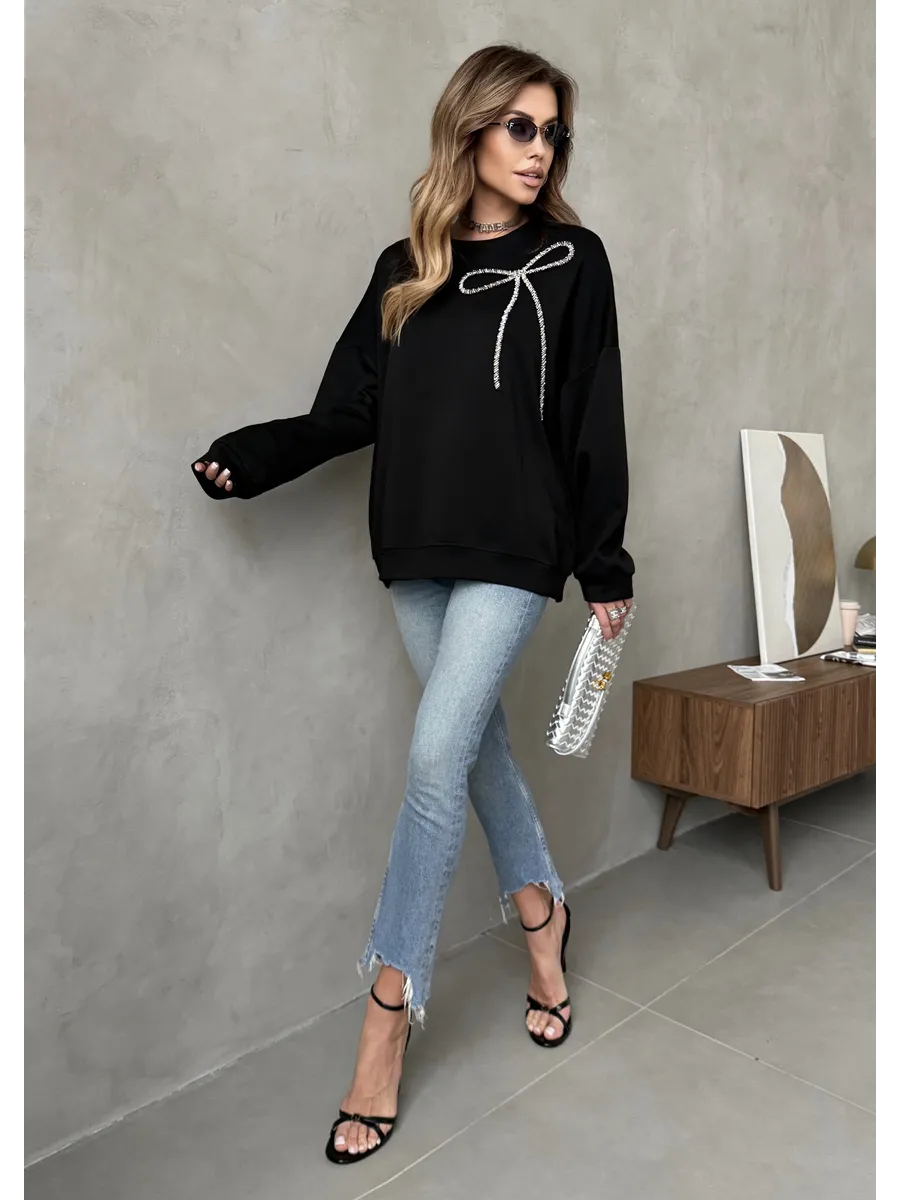 Черная кофта теплая нарядная оверсайз