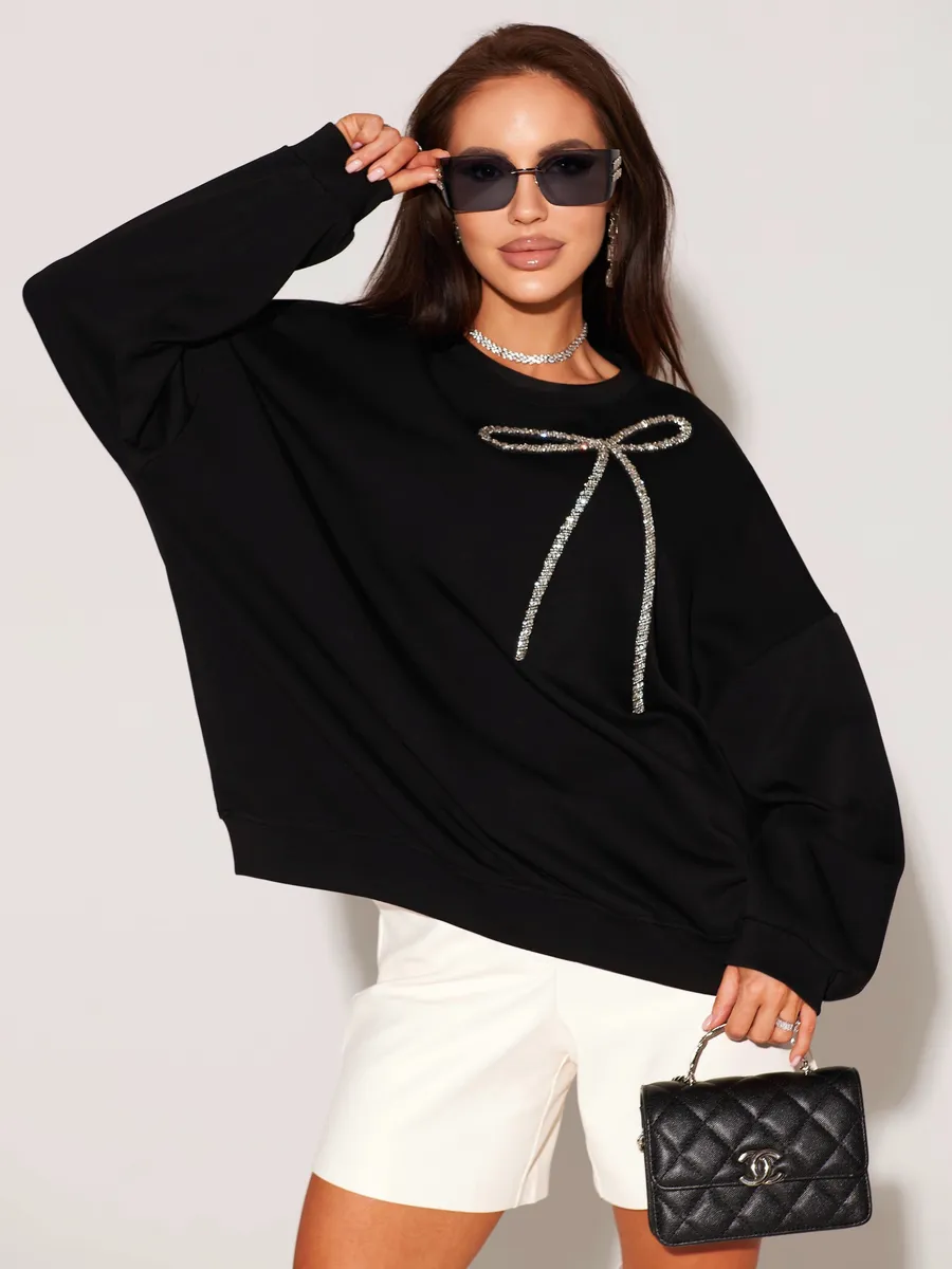 Черная кофта теплая нарядная оверсайз