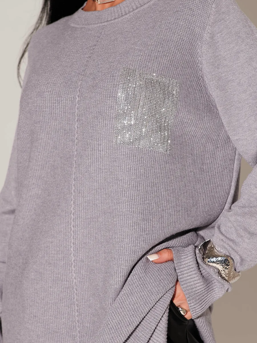 Серая кофта теплая трикотажная