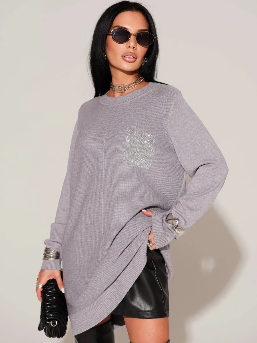 Серая кофта теплая трикотажная