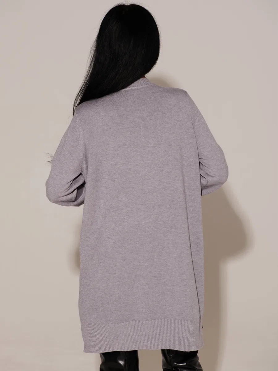 Серая кофта теплая трикотажная