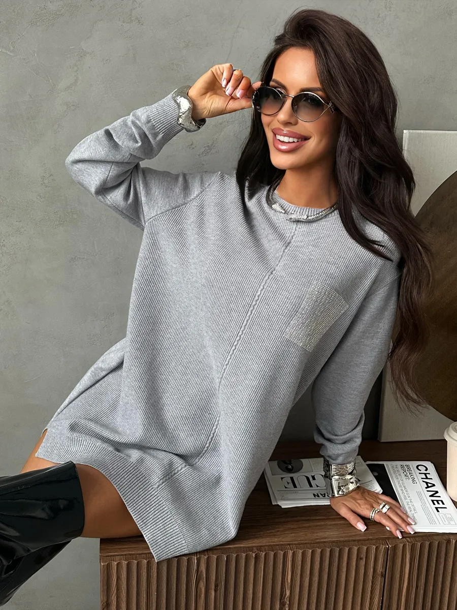 Серая кофта теплая трикотажная