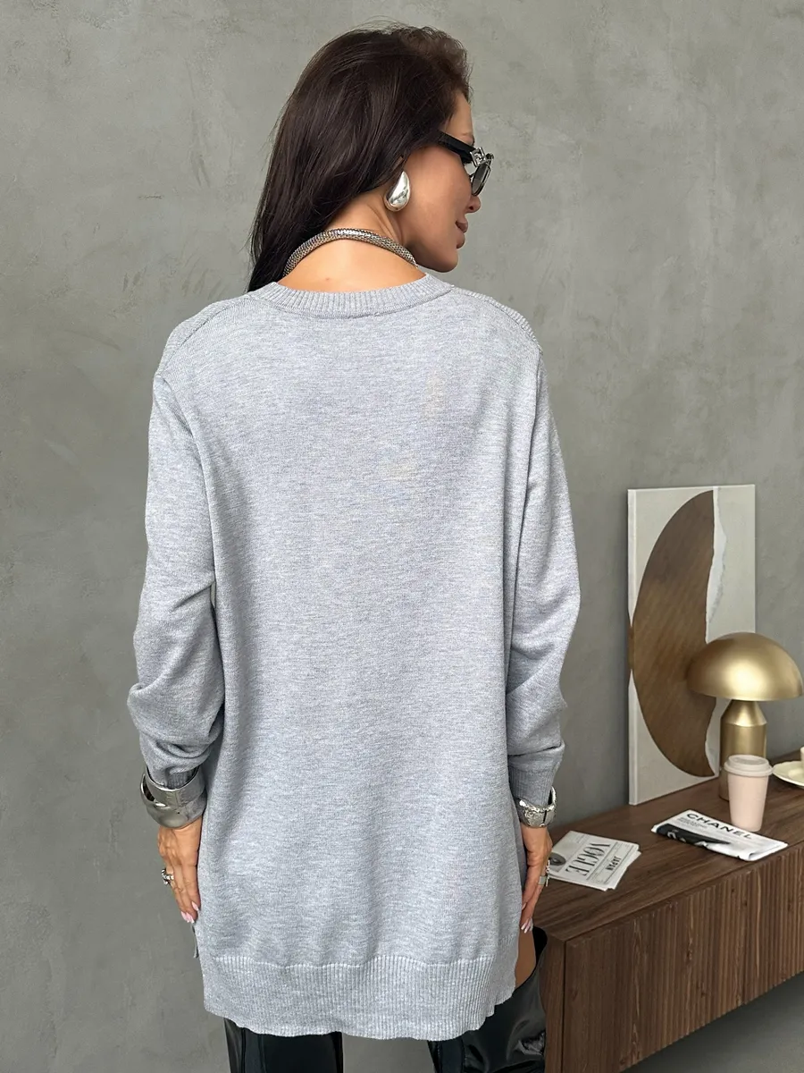 Серая кофта теплая трикотажная