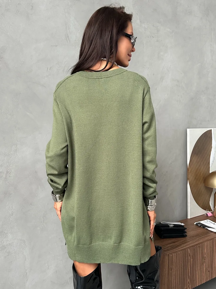 Хаки кофта теплая трикотажная