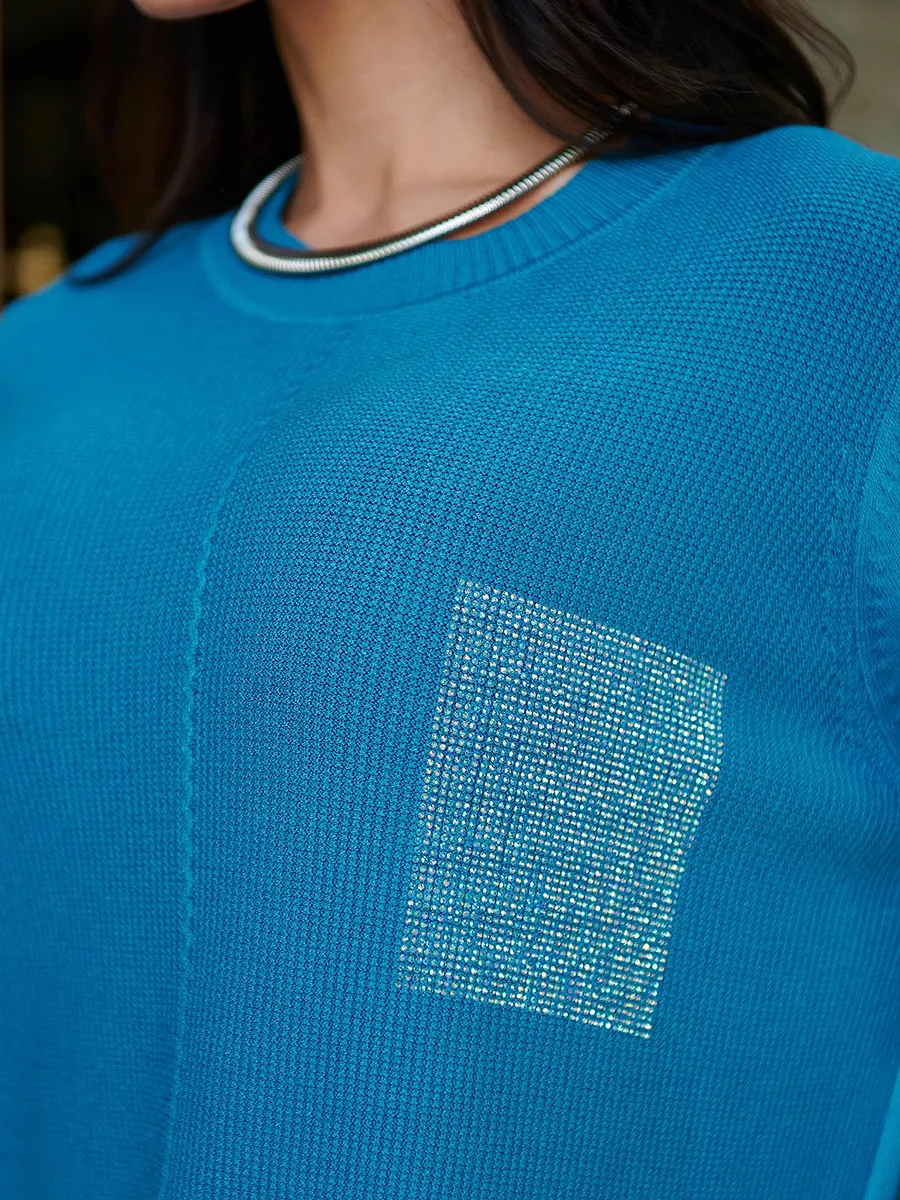 Синяя кофта теплая трикотажная