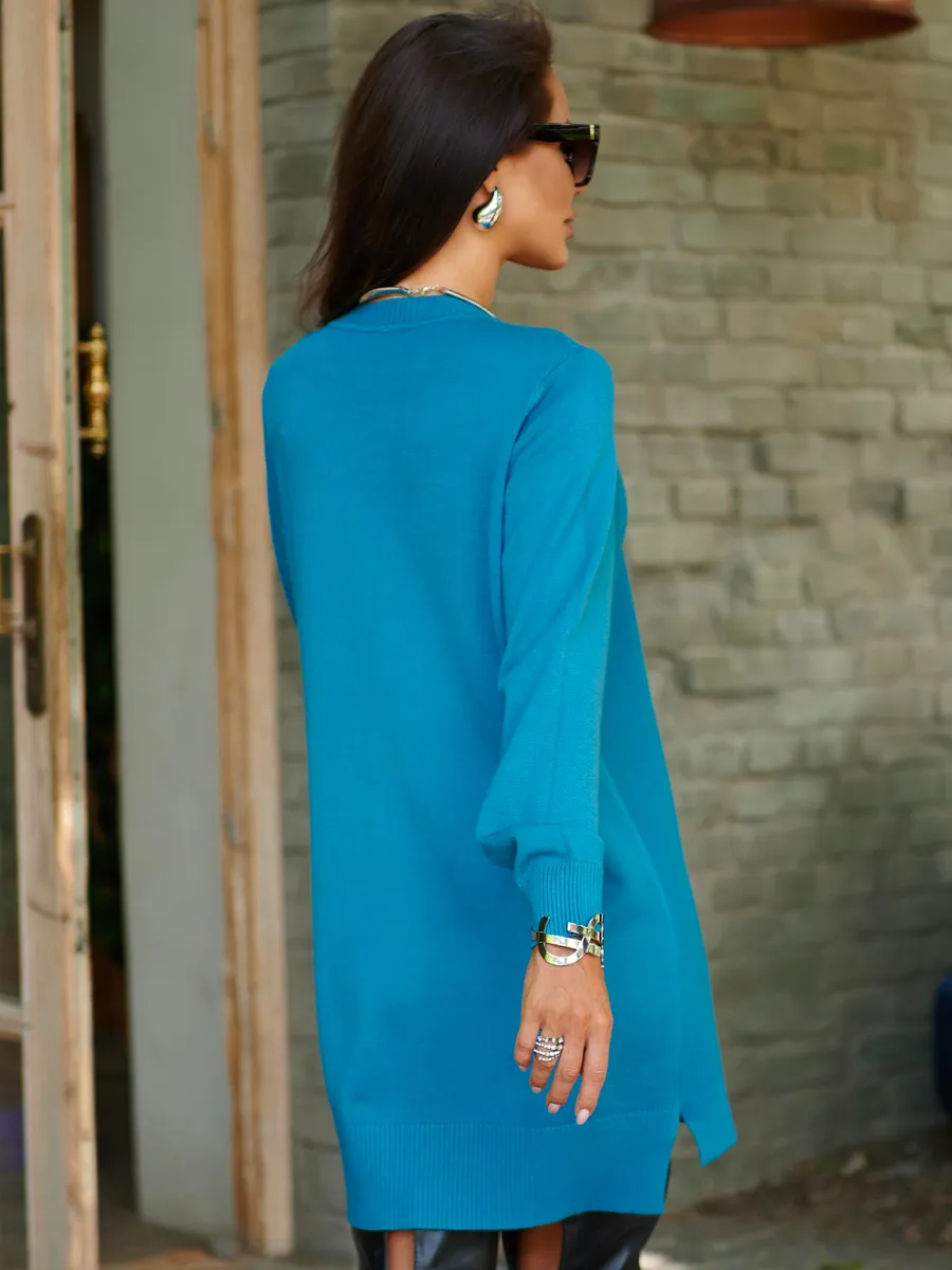 Синяя кофта теплая трикотажная