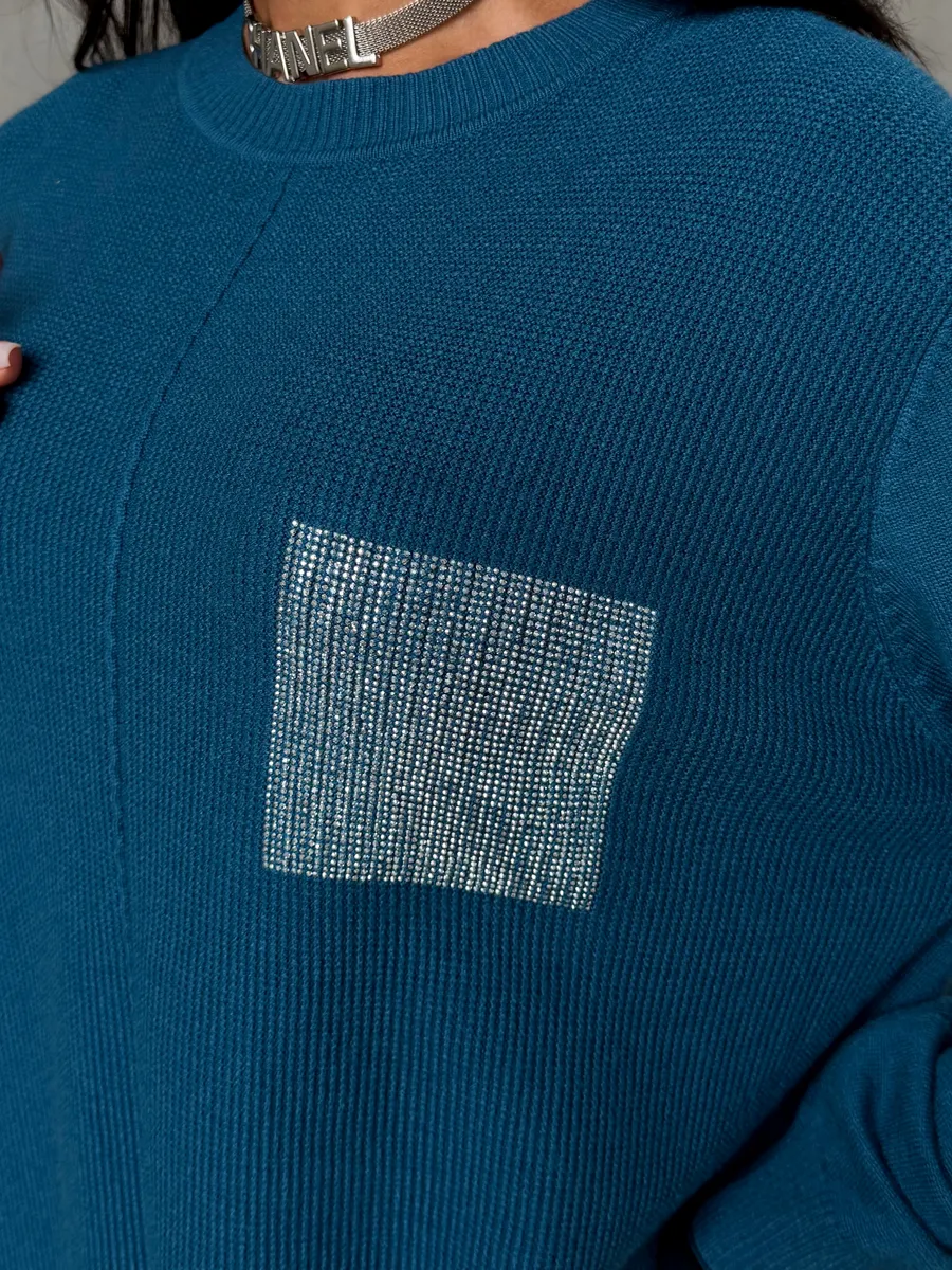 Синяя кофта теплая трикотажная