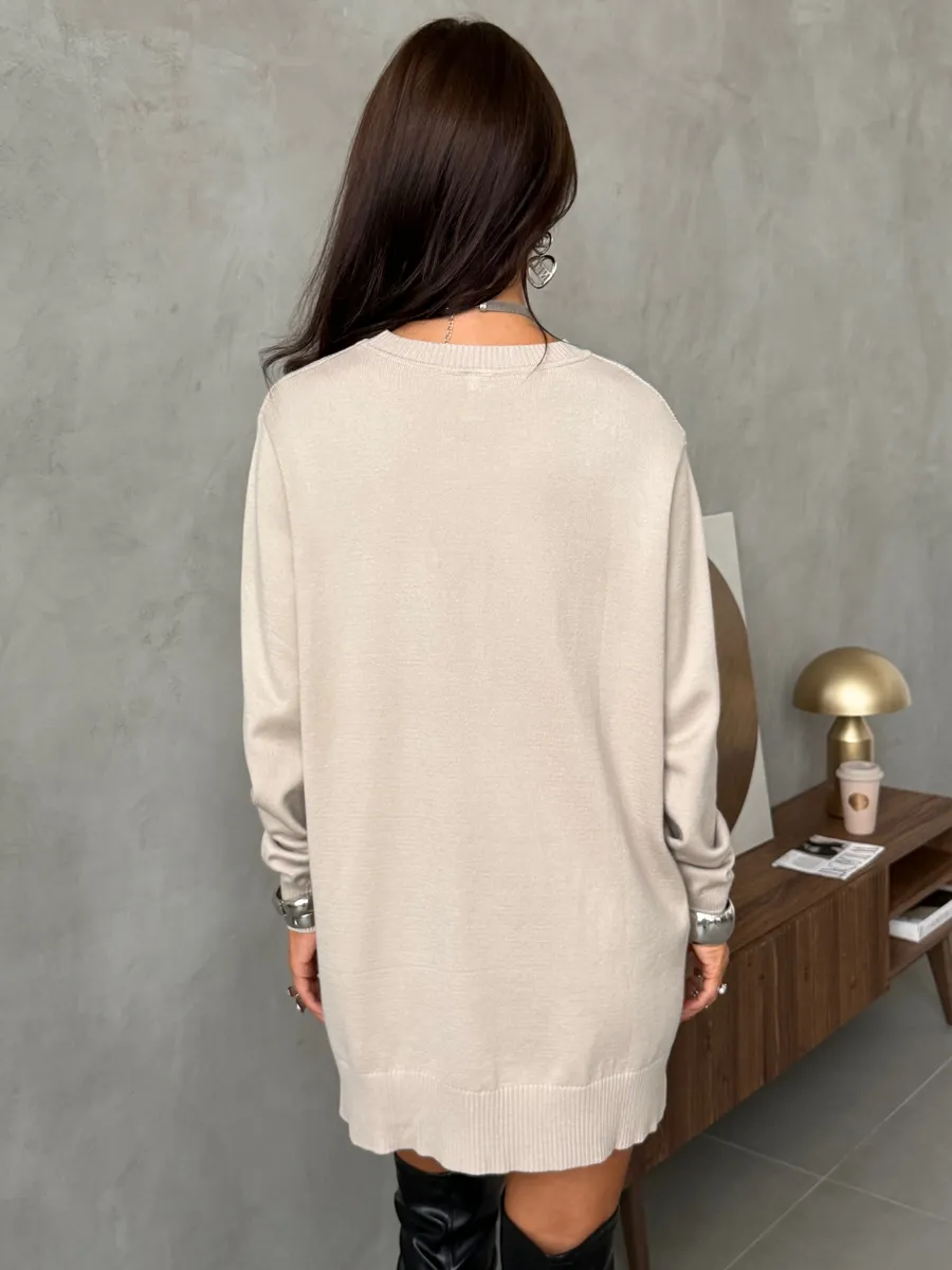 Бежевая кофта теплая трикотажная