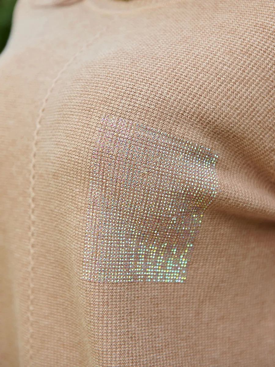 Бежевая кофта теплая трикотажная