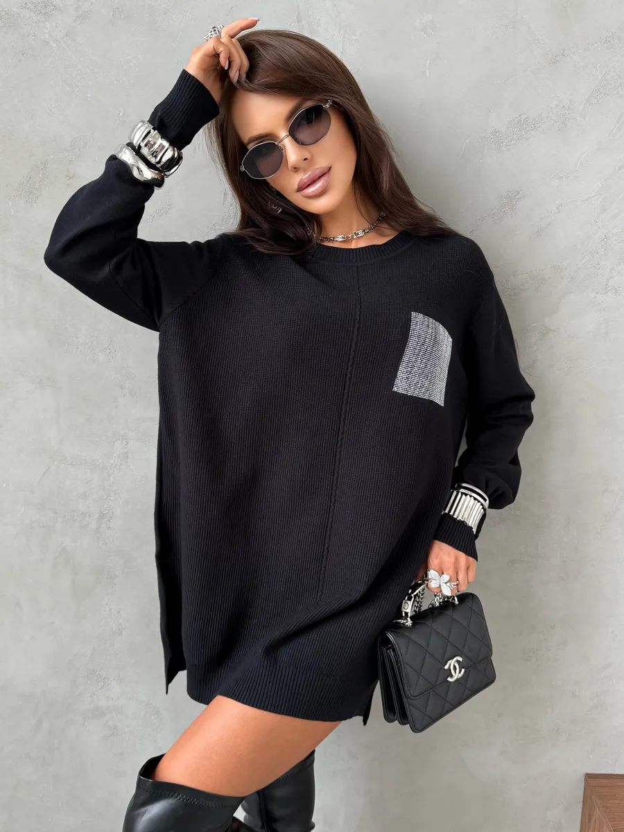 Черная кофта теплая трикотажная